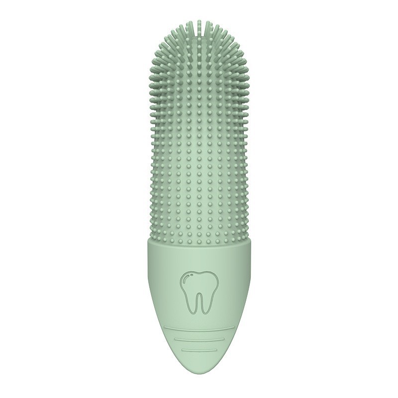 Silicone Pet Finger Toothbrush with Case in Green