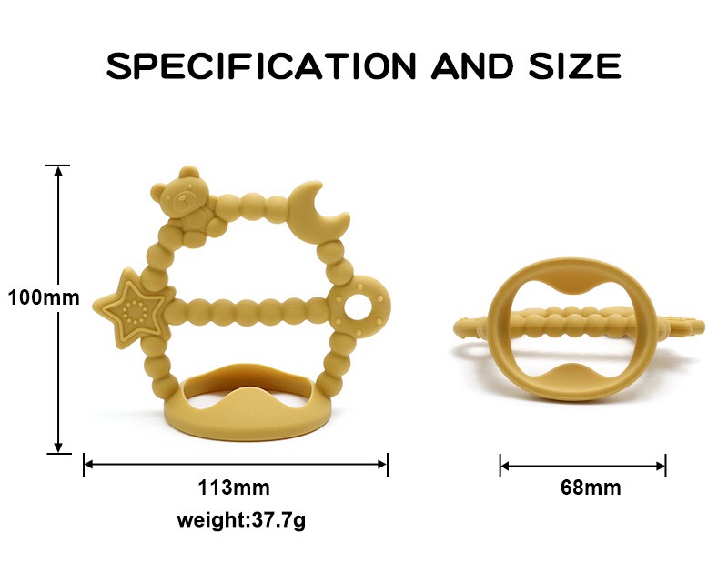 Silicone Wrist Teething Ring — dimensions and measurement reference