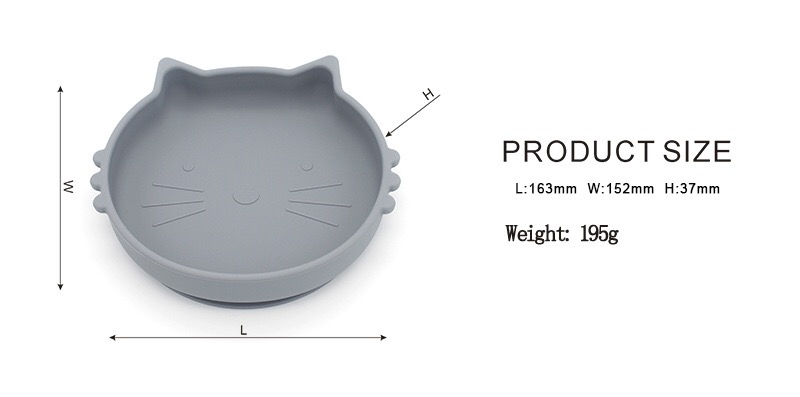 Kitty Silicone Suction Plate with Spoon & Fork — dimensions and measurement reference