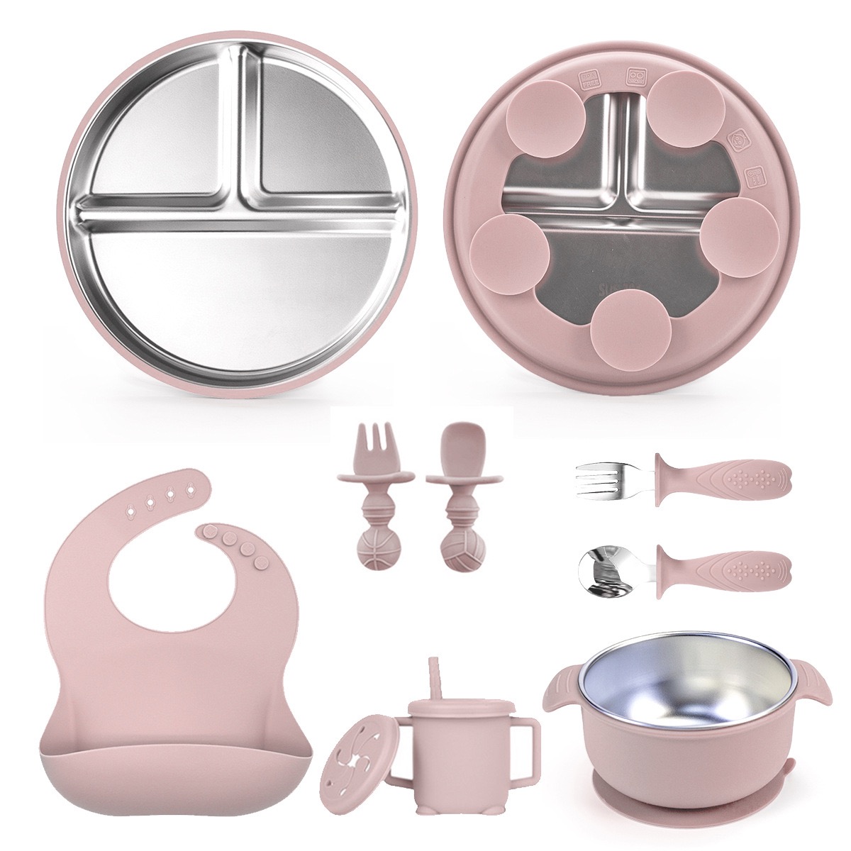 6-Piece Stainless Steel & Silicone Baby Feeding Set