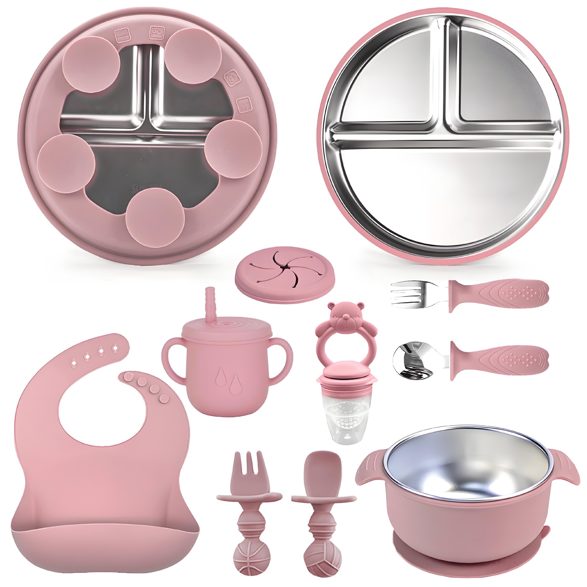7-Piece Stainless Steel & Silicone Baby Feeding Set
