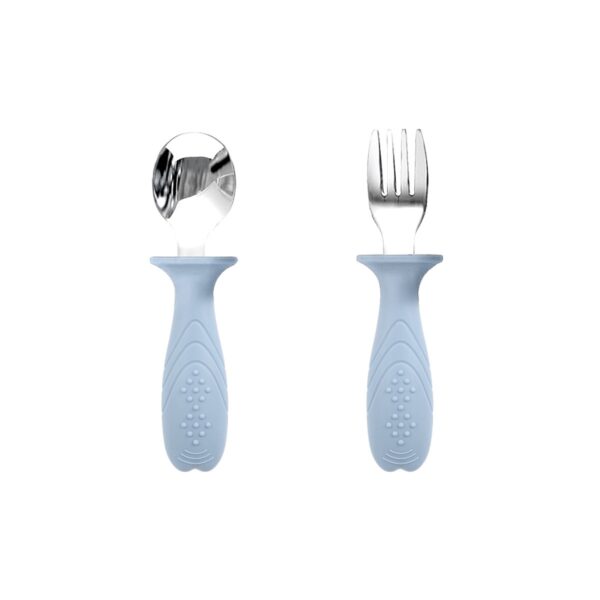 Baby Spoon & Fork Set with Textured Silicone Handles