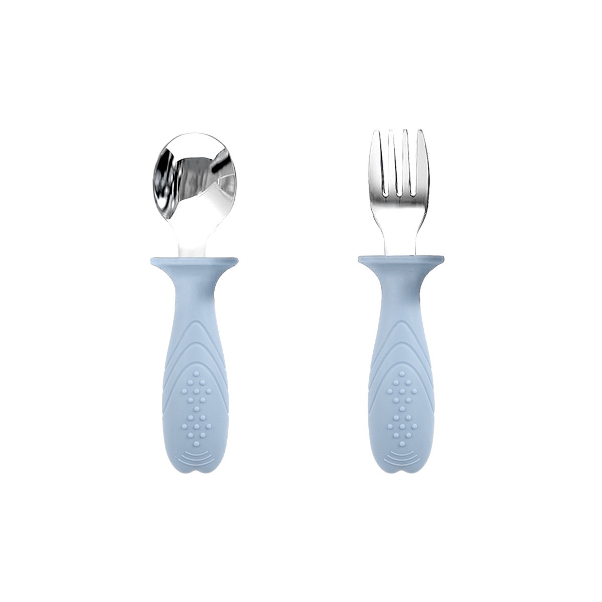Baby Spoon & Fork Set with Textured Silicone Handles — main product photo