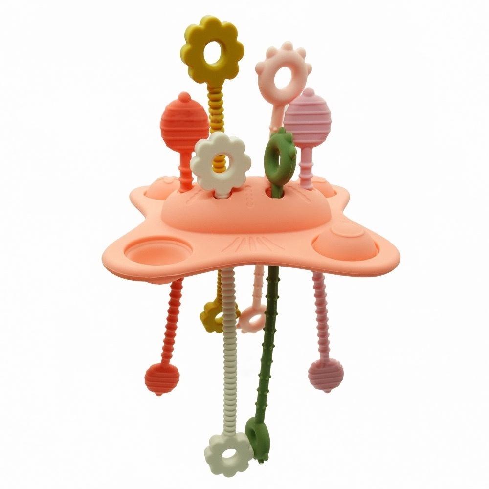 Silicone UFO Pull String Sensory Toy in Pink