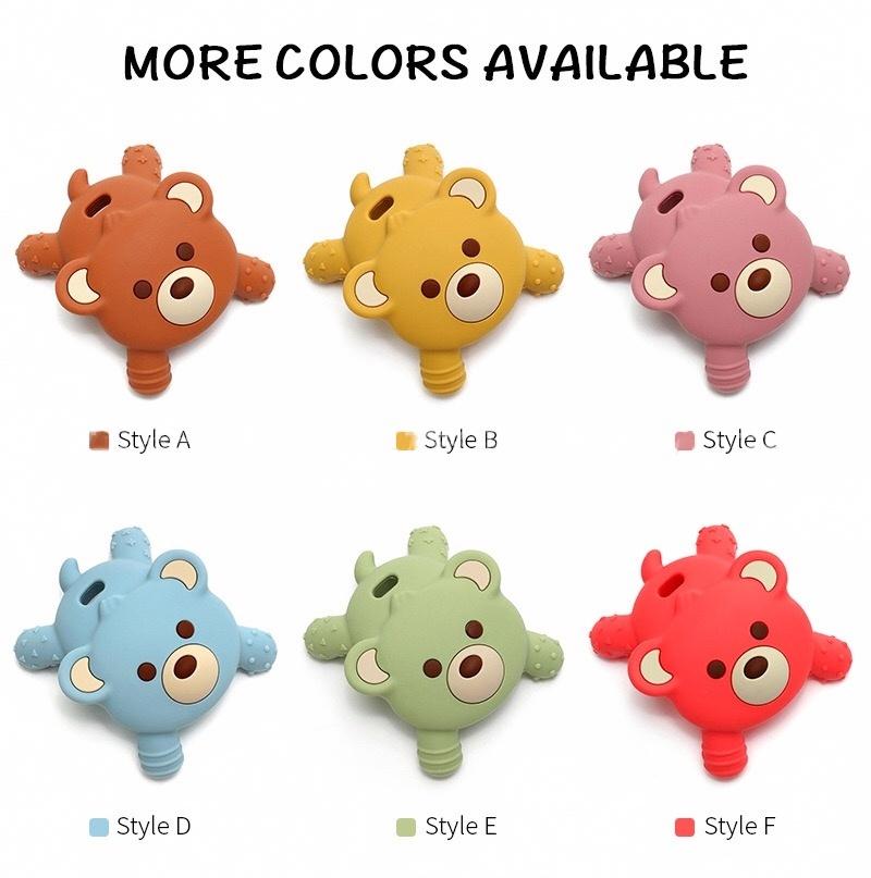 Bear Silicone Baby Teether — original color collection