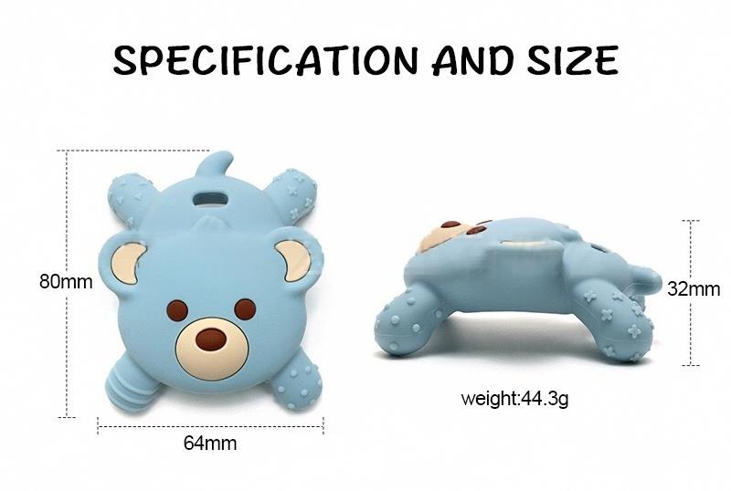 Bear Silicone Baby Teether — dimensions and measurement reference