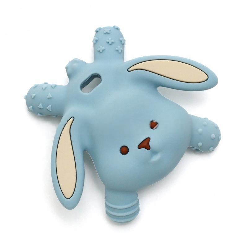 Bunny Silicone Baby Teether in Sky Blue