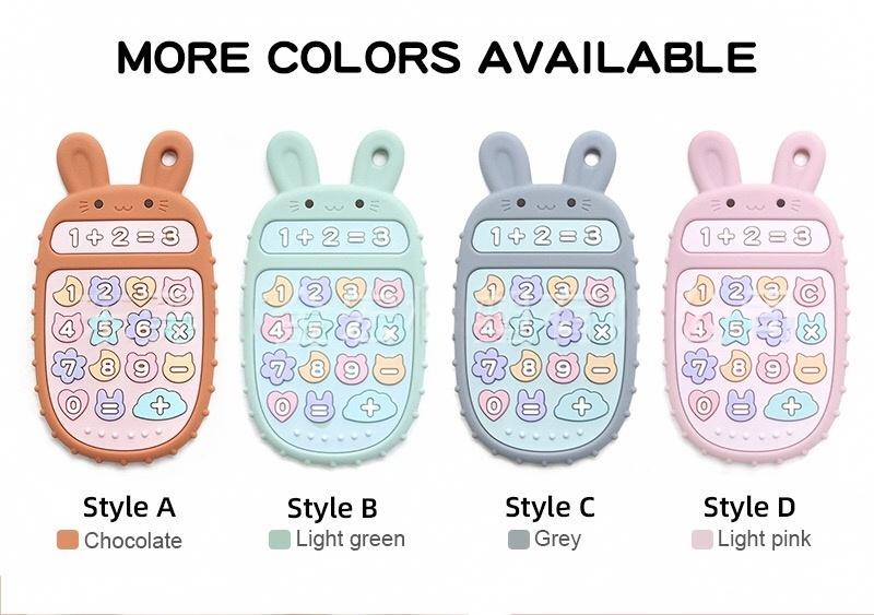 Bunny Phone Silicone Baby Teether — original color collection