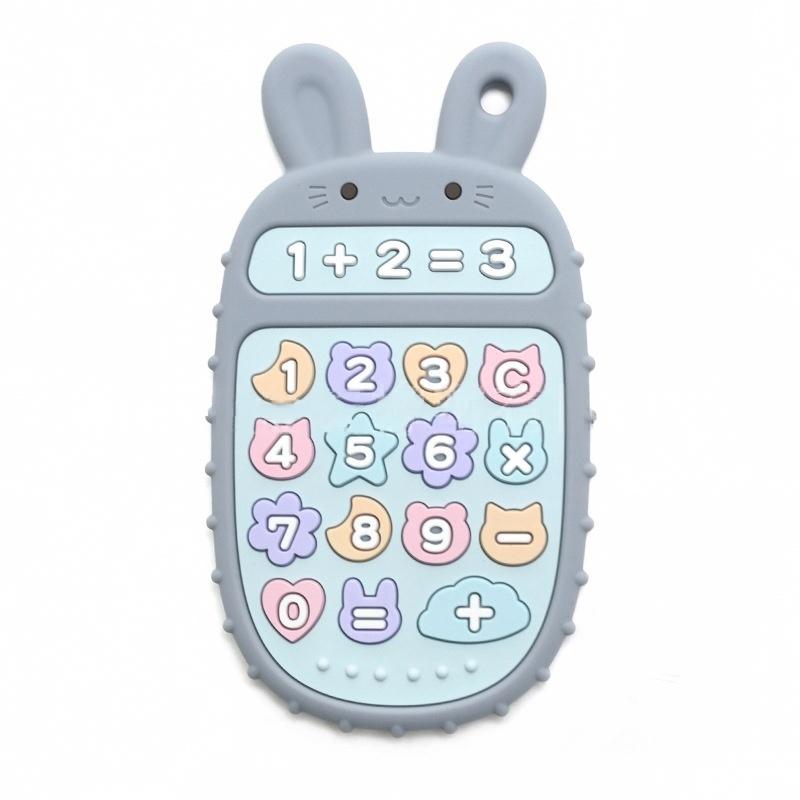 Bunny Phone Silicone Baby Teether in Gray