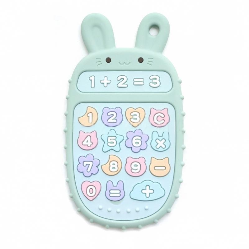 Bunny Phone Silicone Baby Teether in Light Green