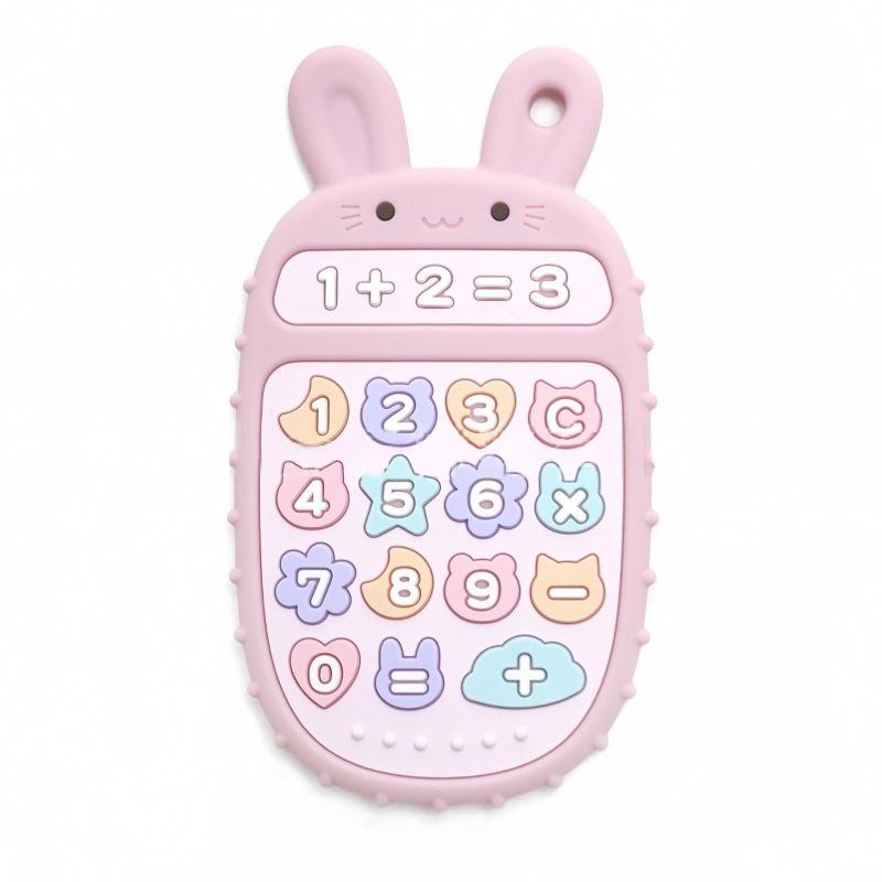 Bunny Phone Silicone Baby Teether in Dusty Pink