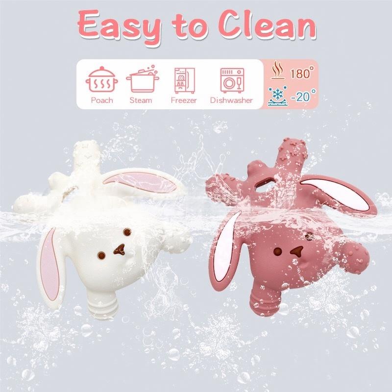 Bunny Silicone Baby Teether — close-up product details