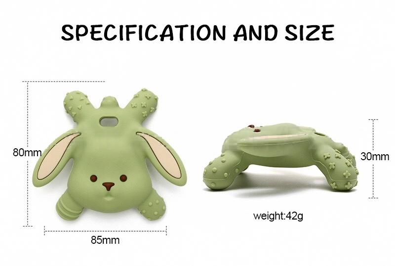 Bunny Silicone Baby Teether — dimensions and measurement reference