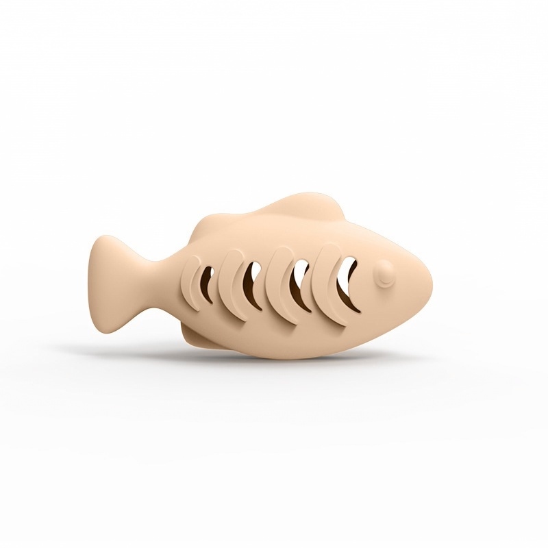 Fish-Shaped Silicone Cat Treat Dispenser in Orange
