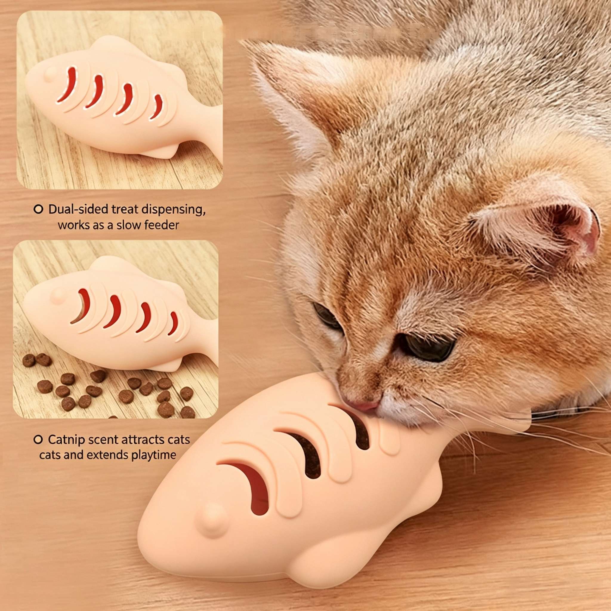 Fish-Shaped Silicone Cat Treat Dispenser — additional product view