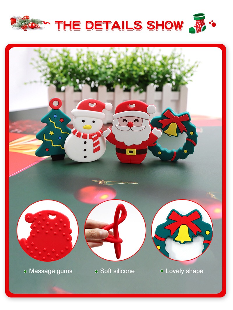 Christmas Silicone Baby Teether — close-up product details