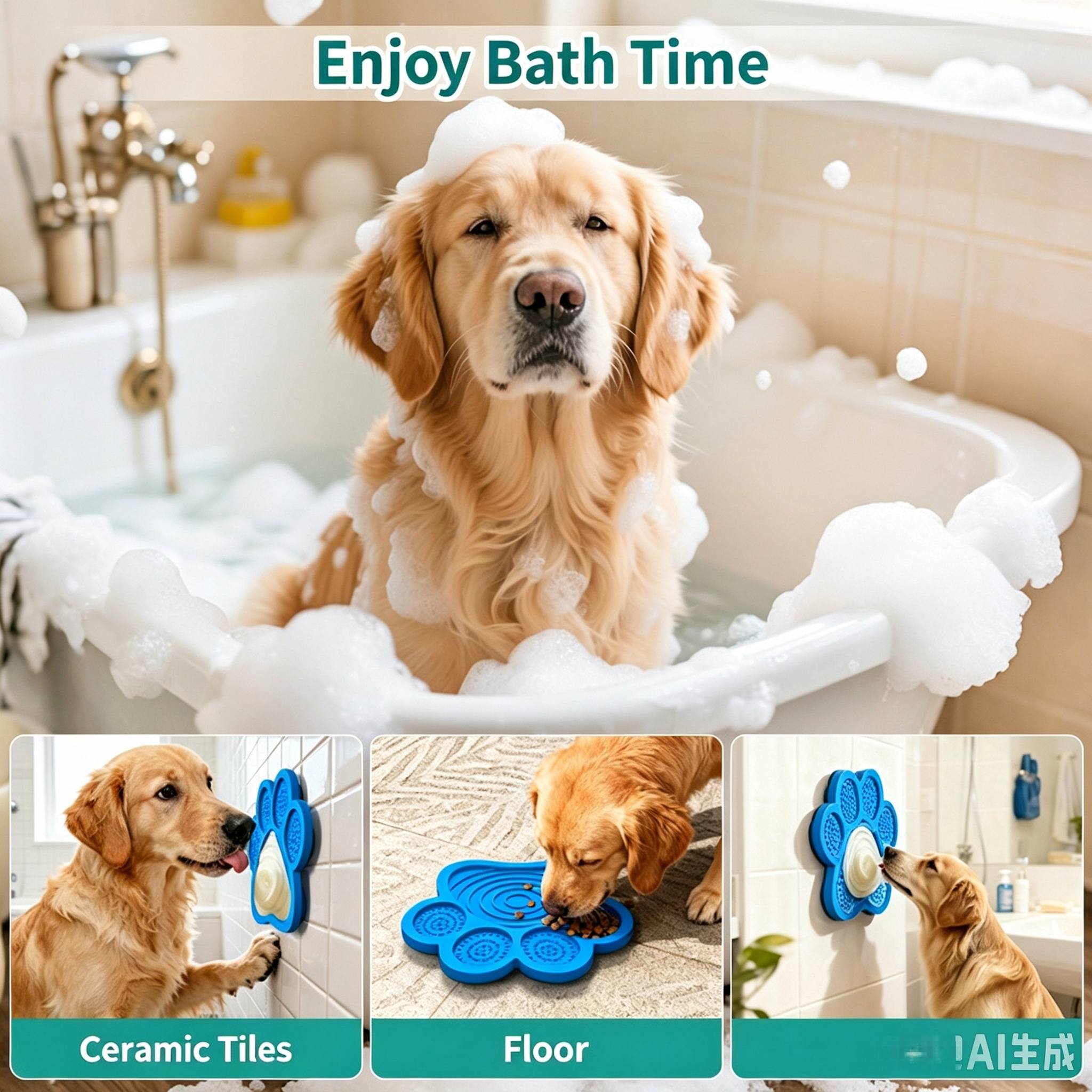 Paw-Shaped Silicone Dog Lick Mat with Suction Cups — additional product view