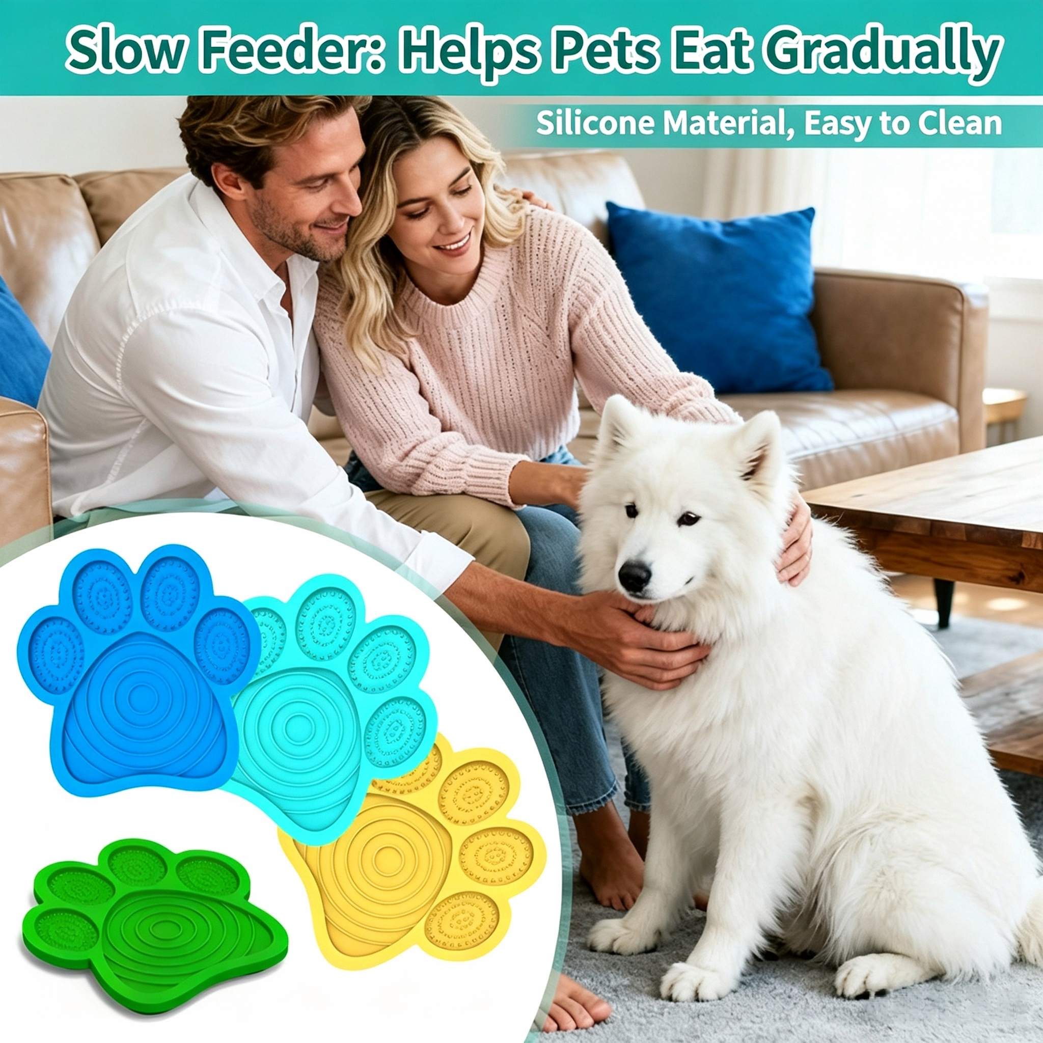 Paw-Shaped Silicone Dog Lick Mat with Suction Cups — additional product view