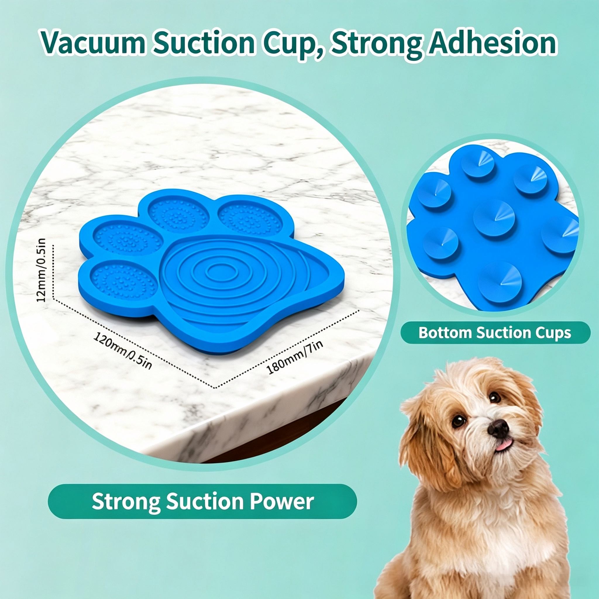 Paw-Shaped Silicone Dog Lick Mat with Suction Cups — close-up product details