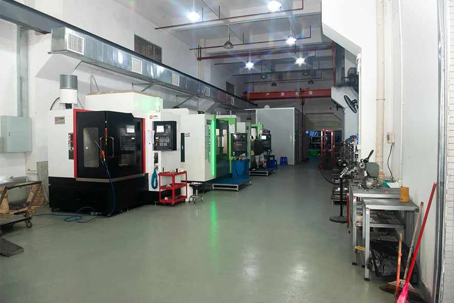 CNC machining equipment arranged in the factory workshop