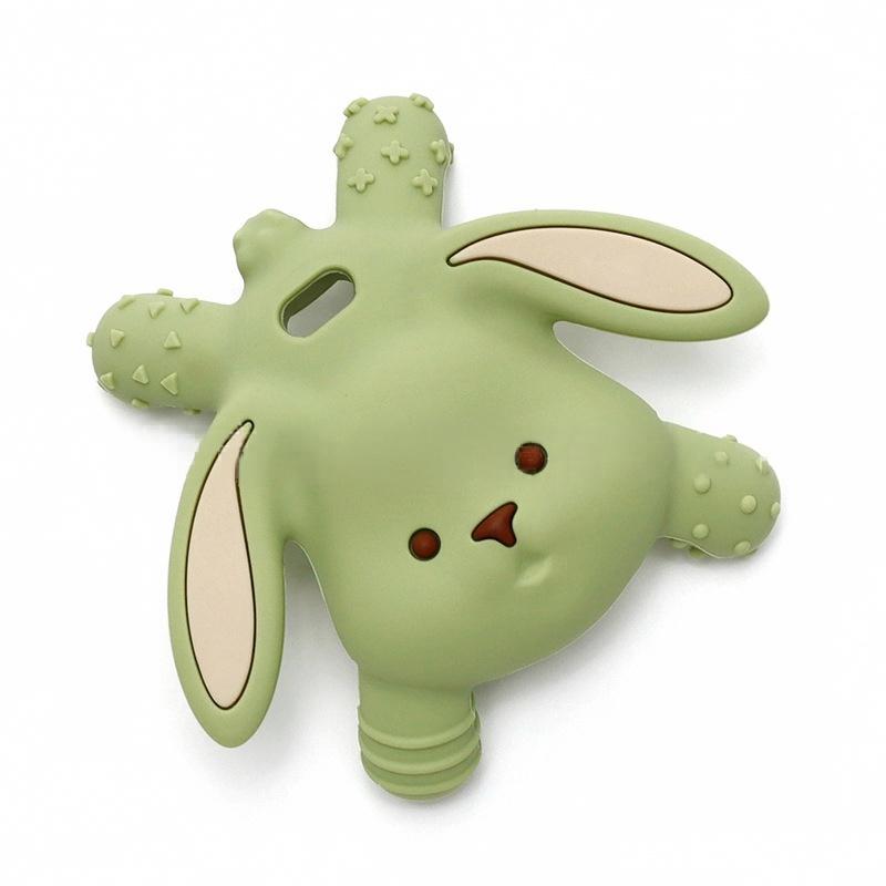 Bunny Silicone Baby Teether in Sage Green