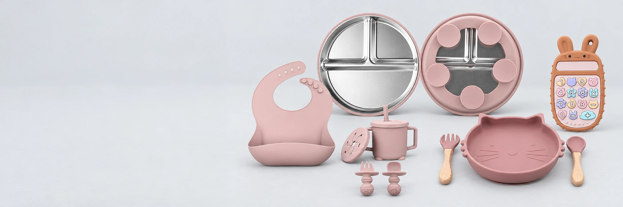 Silicone Baby Products collection – concept banner based on existing product photographs