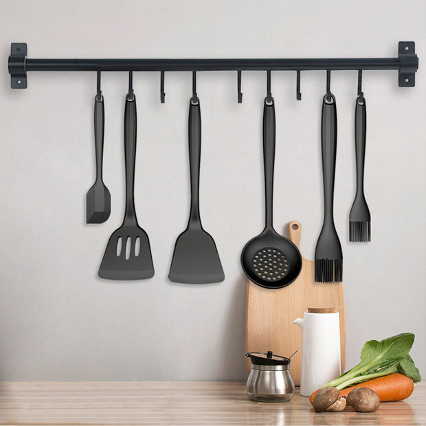 12-Piece Silicone Kitchen Utensil Set with Holder in Black