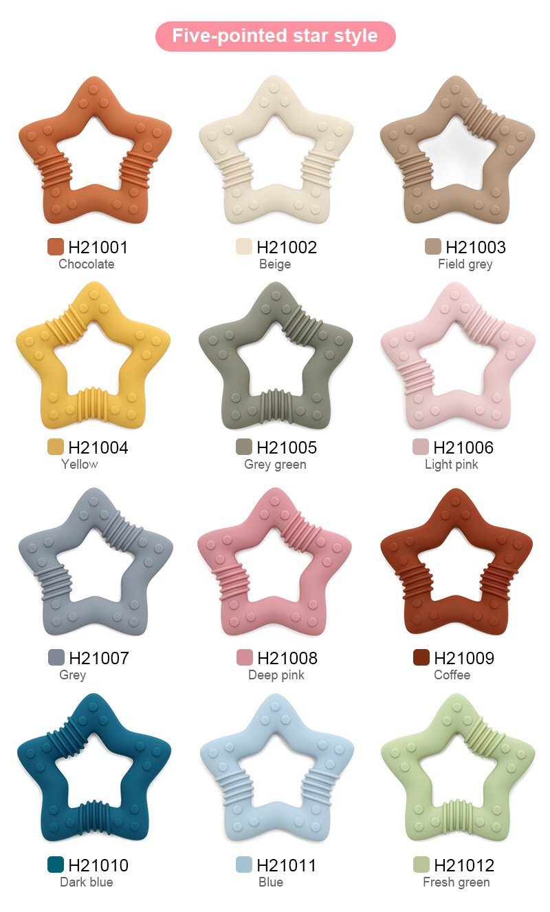 Star Silicone Baby Teether — original color collection