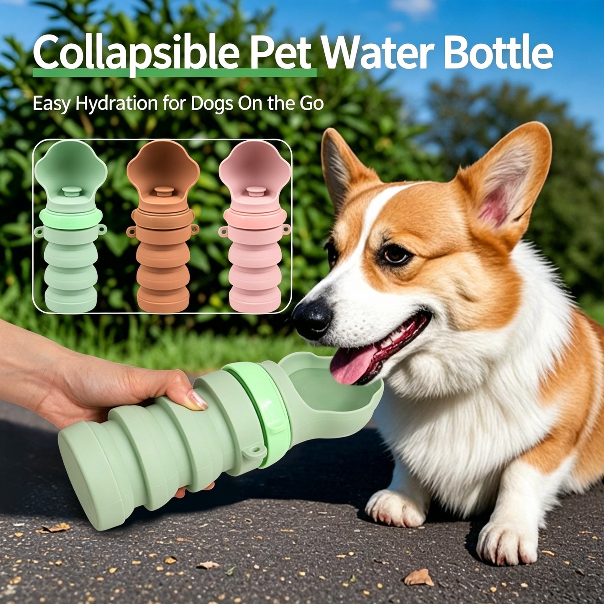 Collapsible Silicone Pet Water Bottle — application reference