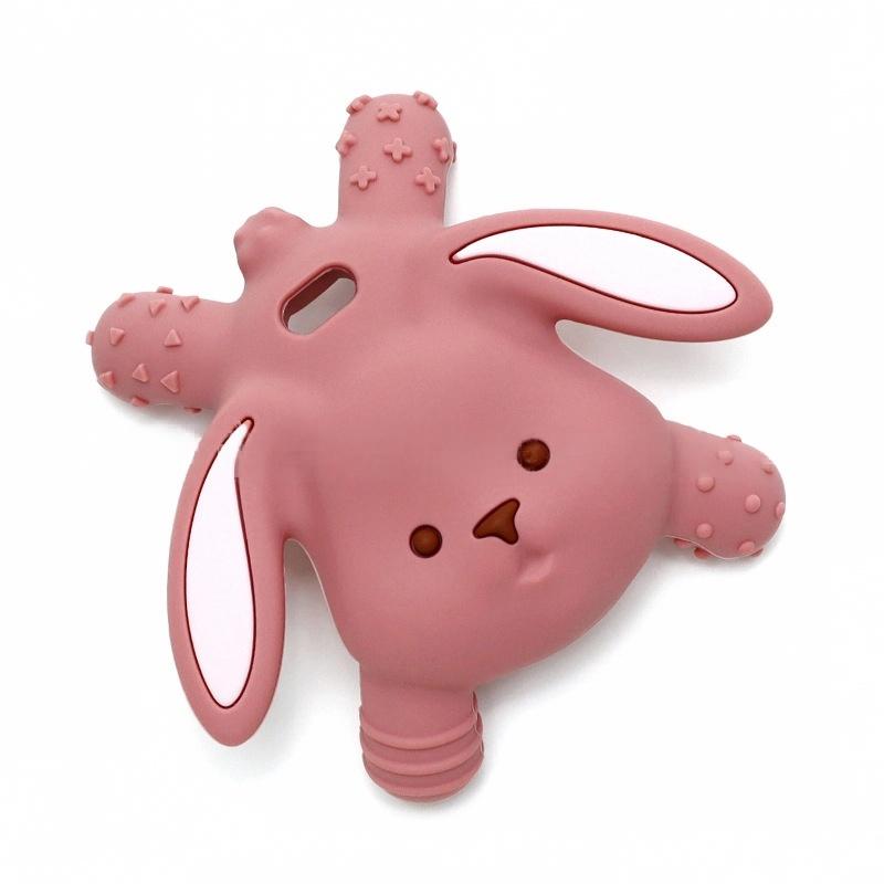 Bunny Silicone Baby Teether in Dusty Pink