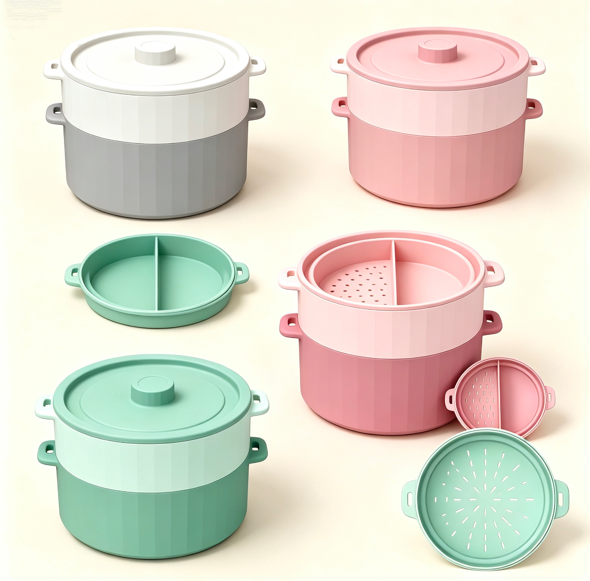 Collapsible Silicone Steamer Pot with Lid — original color collection