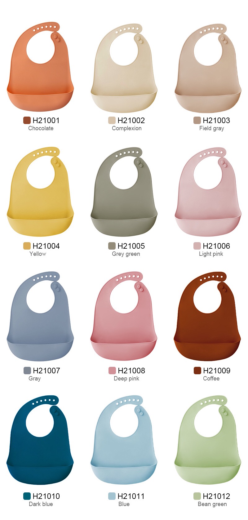 Silicone Baby Bib — original color collection