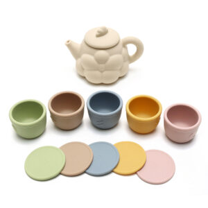 Neutral Tone Silicone Baby Pretend Tea Party Play Set, Safe Silicone Role‑Play Toy