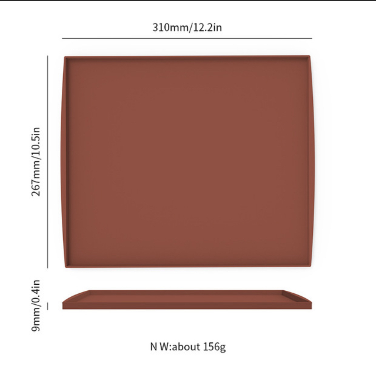 Silicone Baking & Pastry Mat — dimensions and measurement reference