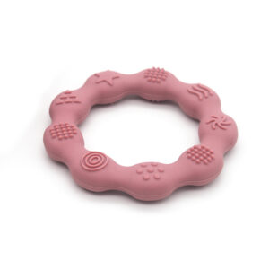 Silicone flower ring baby teether food safe infant teething toy for wholesale bulk order