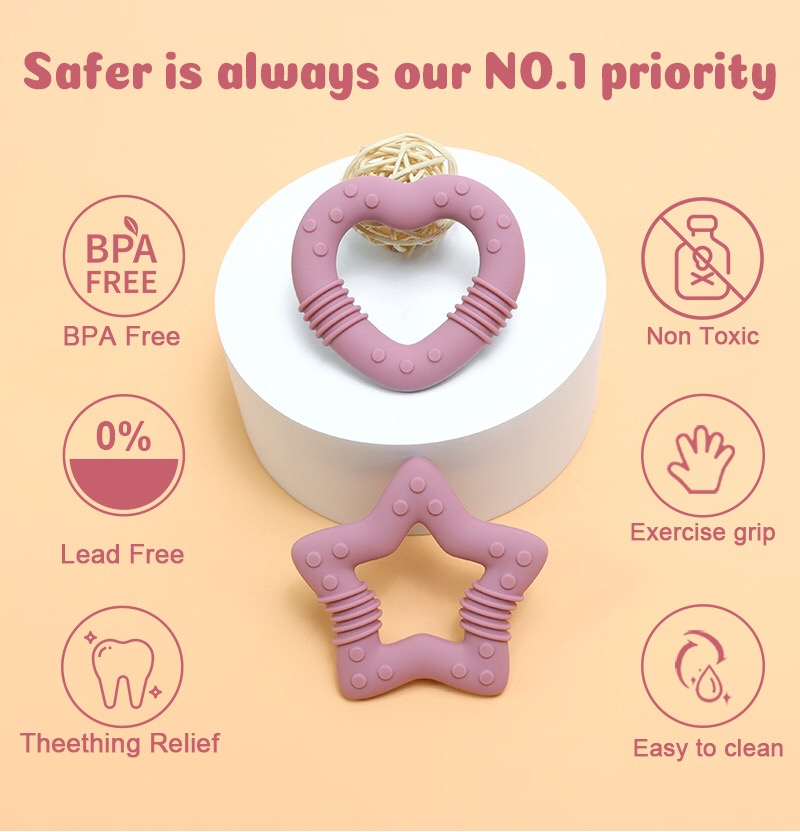 Heart Silicone Baby Teether — close-up product details