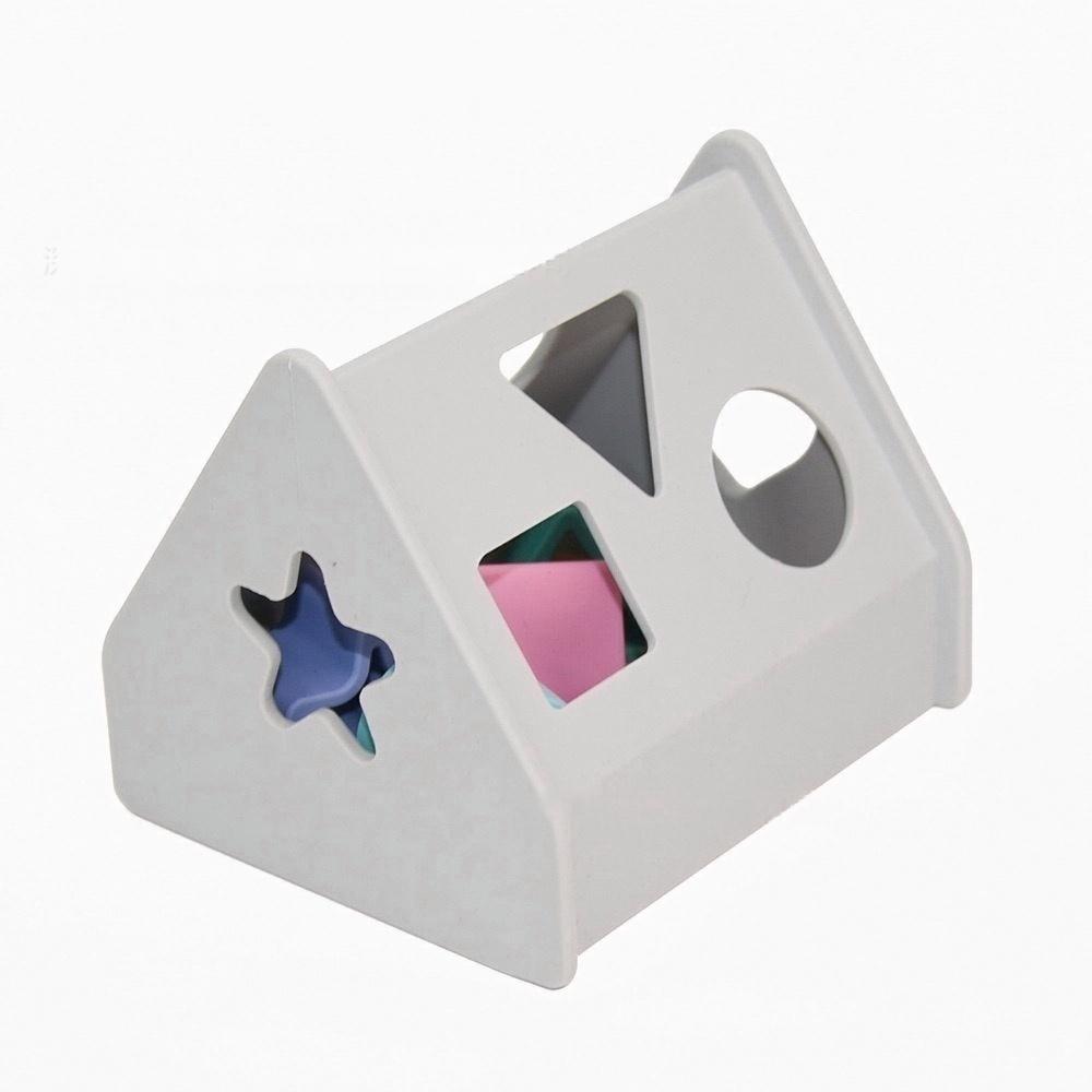 Silicone House Shape Sorter in Light Gray