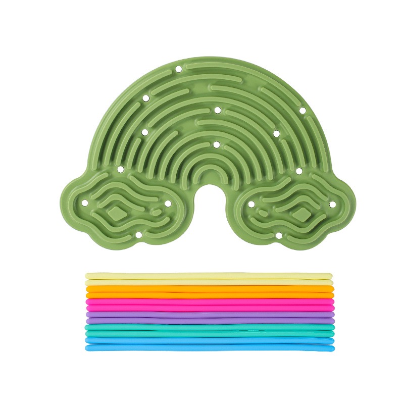Rainbow Silicone Sensory Fidget Board in Army Green