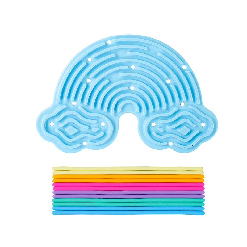 Rainbow Silicone Sensory Fidget Board in Light Blue
