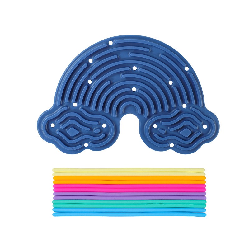 Rainbow Silicone Sensory Fidget Board in Navy Blue