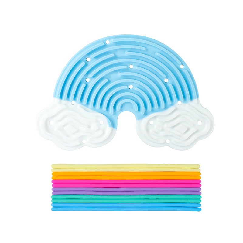 Rainbow Silicone Sensory Fidget Board in Sea Salt Blue