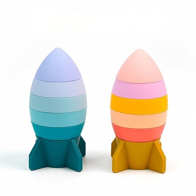 Silicone Rocket Stacking Toy — original color collection