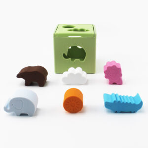 Food grade silicone shape sorter cube baby montessori sensory toy BPA‑free custom logo OEM wholesale