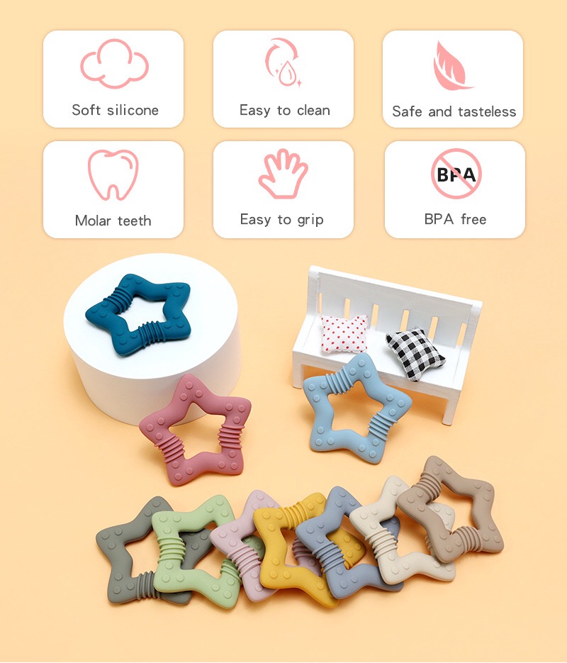 Star Silicone Baby Teether — close-up product details
