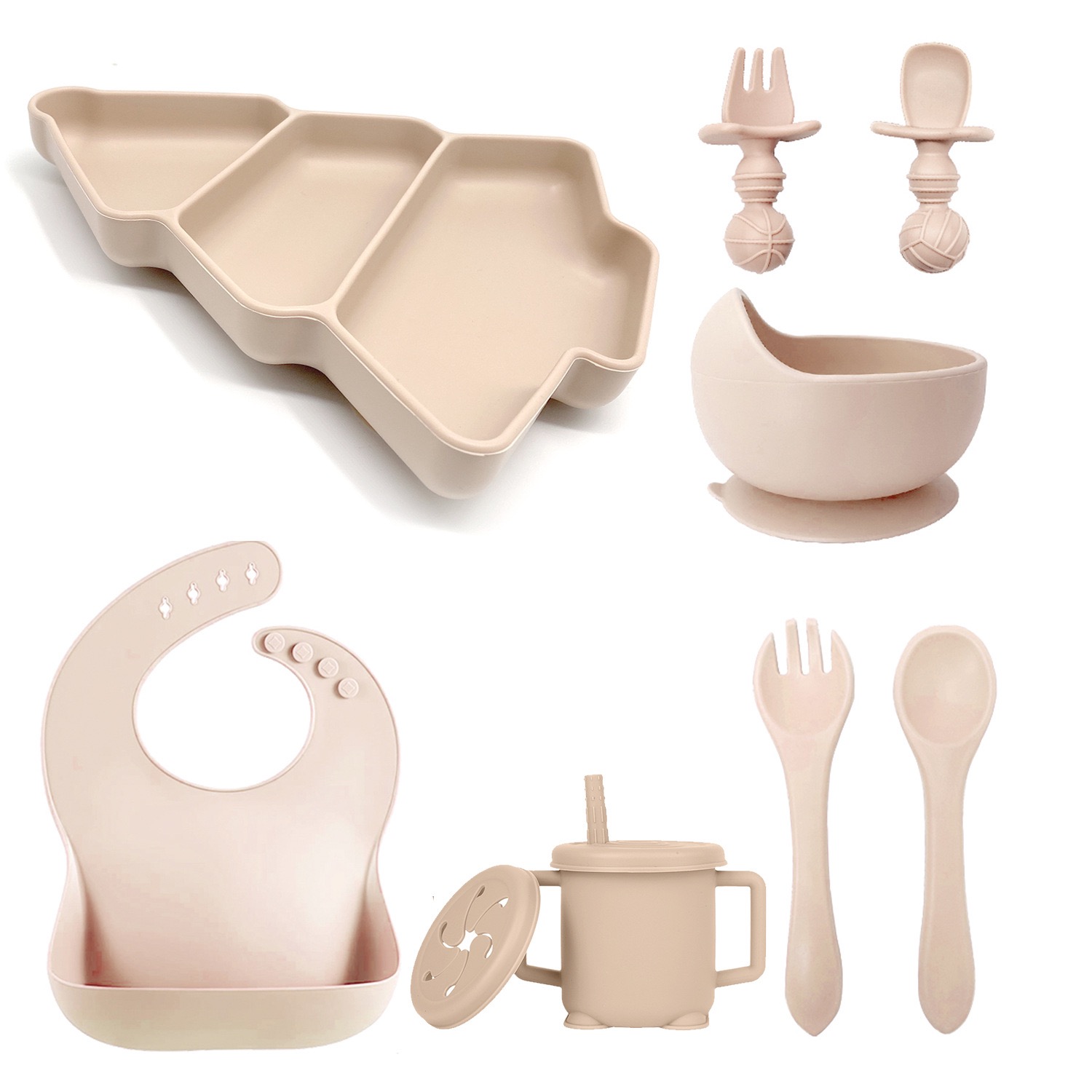 Christmas Tree Silicone Baby Feeding Set in Beige