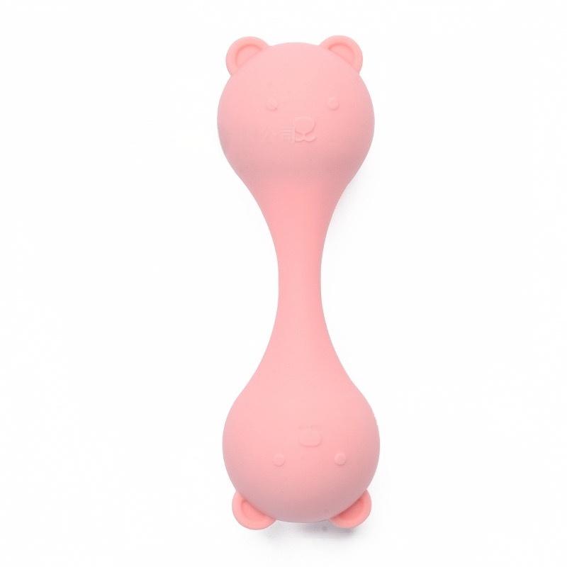 Bear Silicone Baby Rattle in Blush Pink