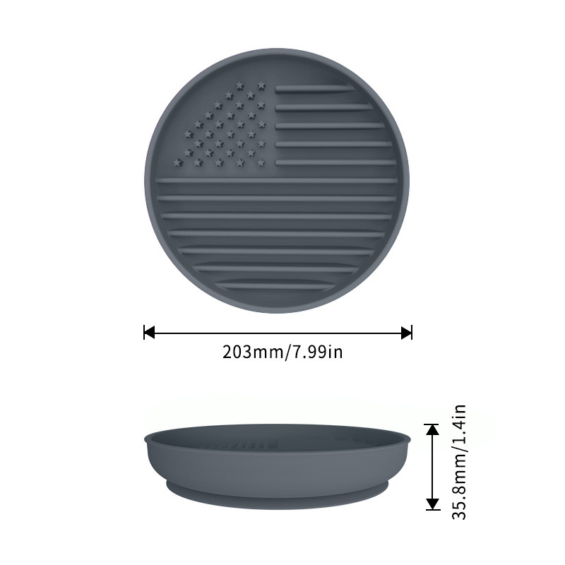 US Flag Silicone Dog Slow Feeder Plate — dimensions and measurement reference