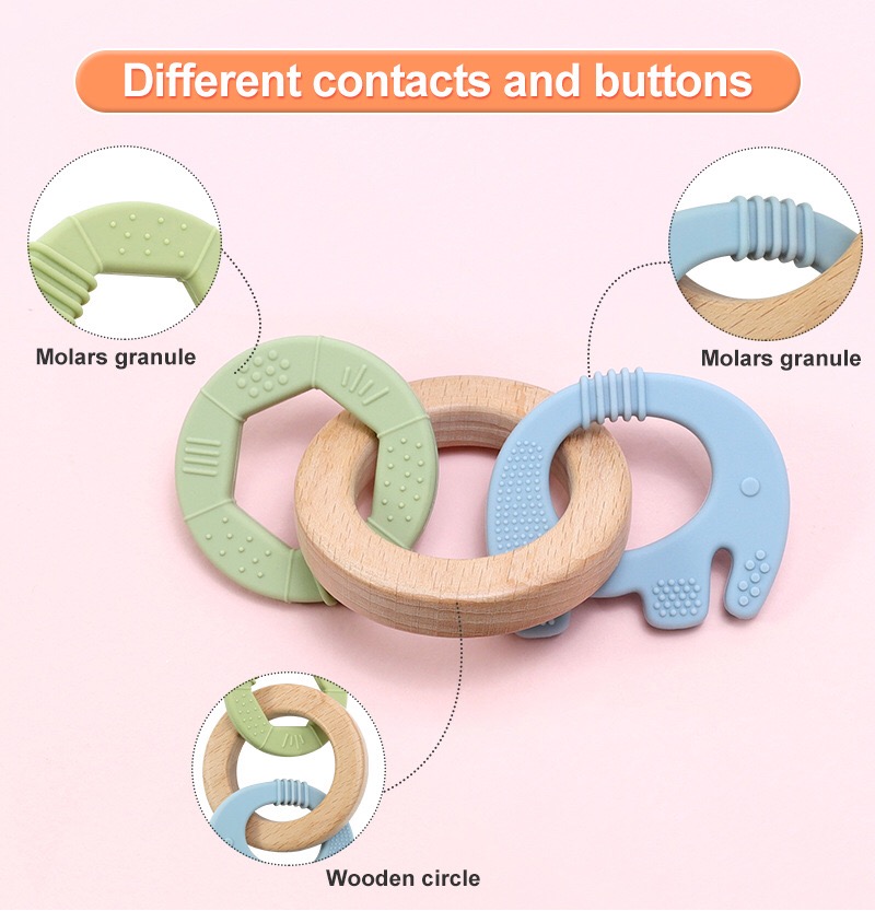 Silicone & Wood Baby Teether — close-up product details