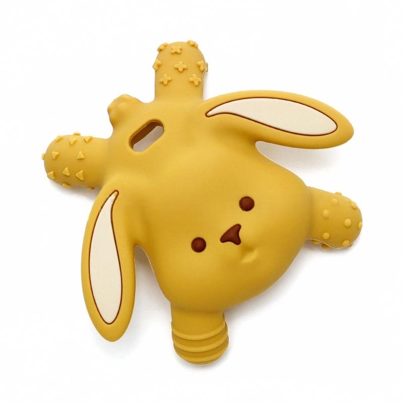 Bunny Silicone Baby Teether in Mustard Yellow