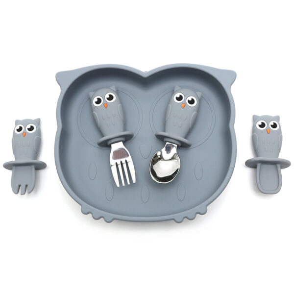 Juego de platos de silicona de búho con ventosa Owl Silicone Suction Plate Set